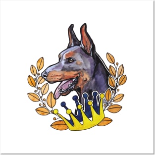 hand watercolour drawing "Royal Doberman" Posters and Art